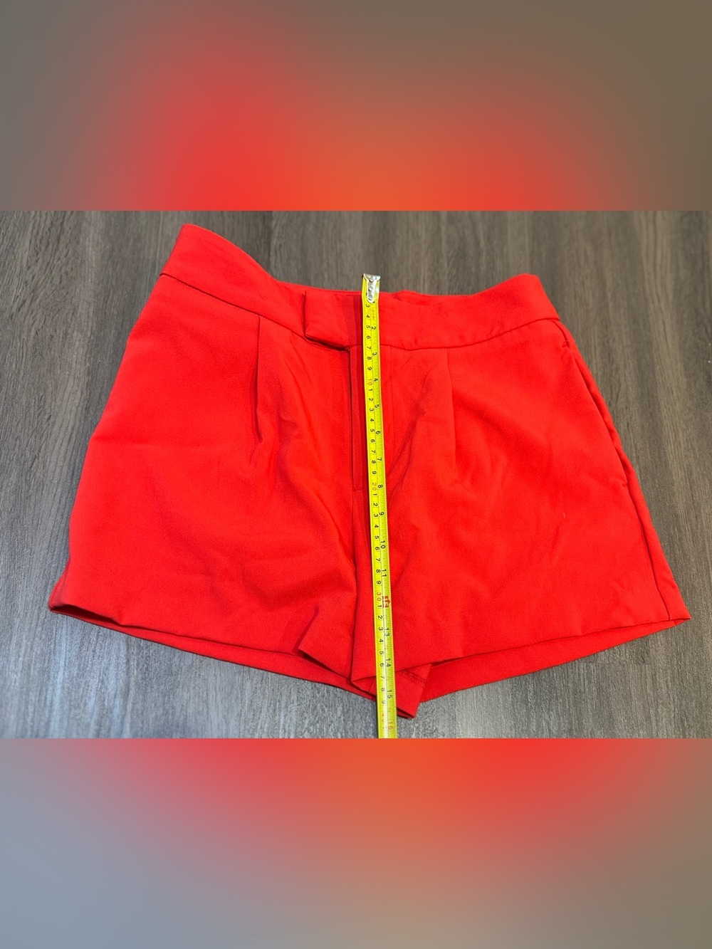 Bright Red Bold High Rise Tailored Dress Shorts Pleated Stretch Size 8 - Picture 5 of 9